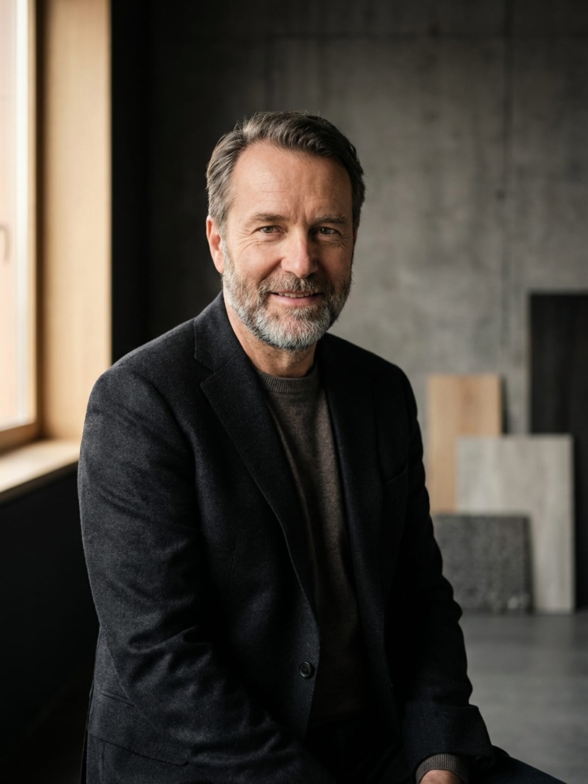 Portrait of Klaus Weber, German designer specializing in Furniture Systems and Modular Design and Office